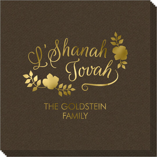 Floral L'Shanah Tovah Linen Like Napkins